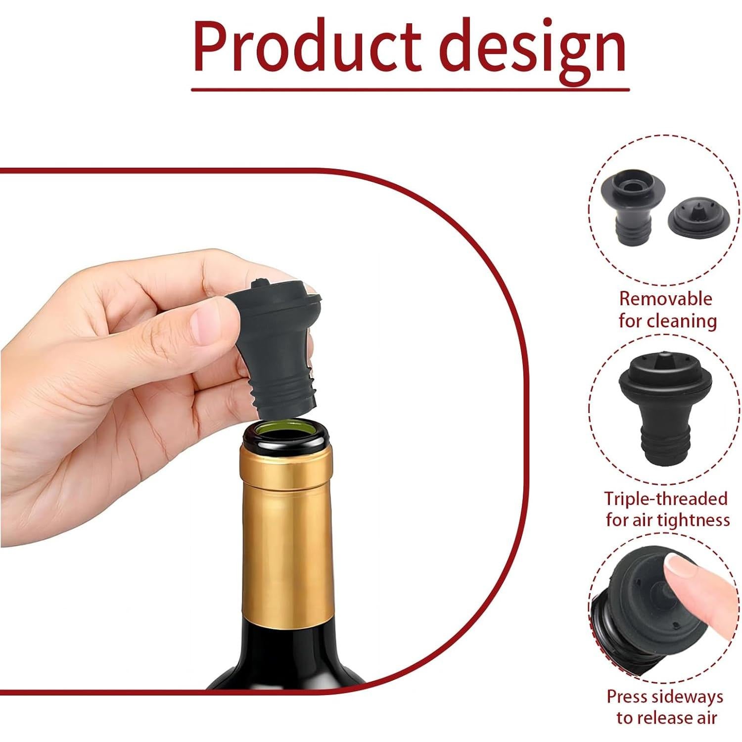 Juego de 3 Tapones de Vacío para Vino KAEZDD - Silicona