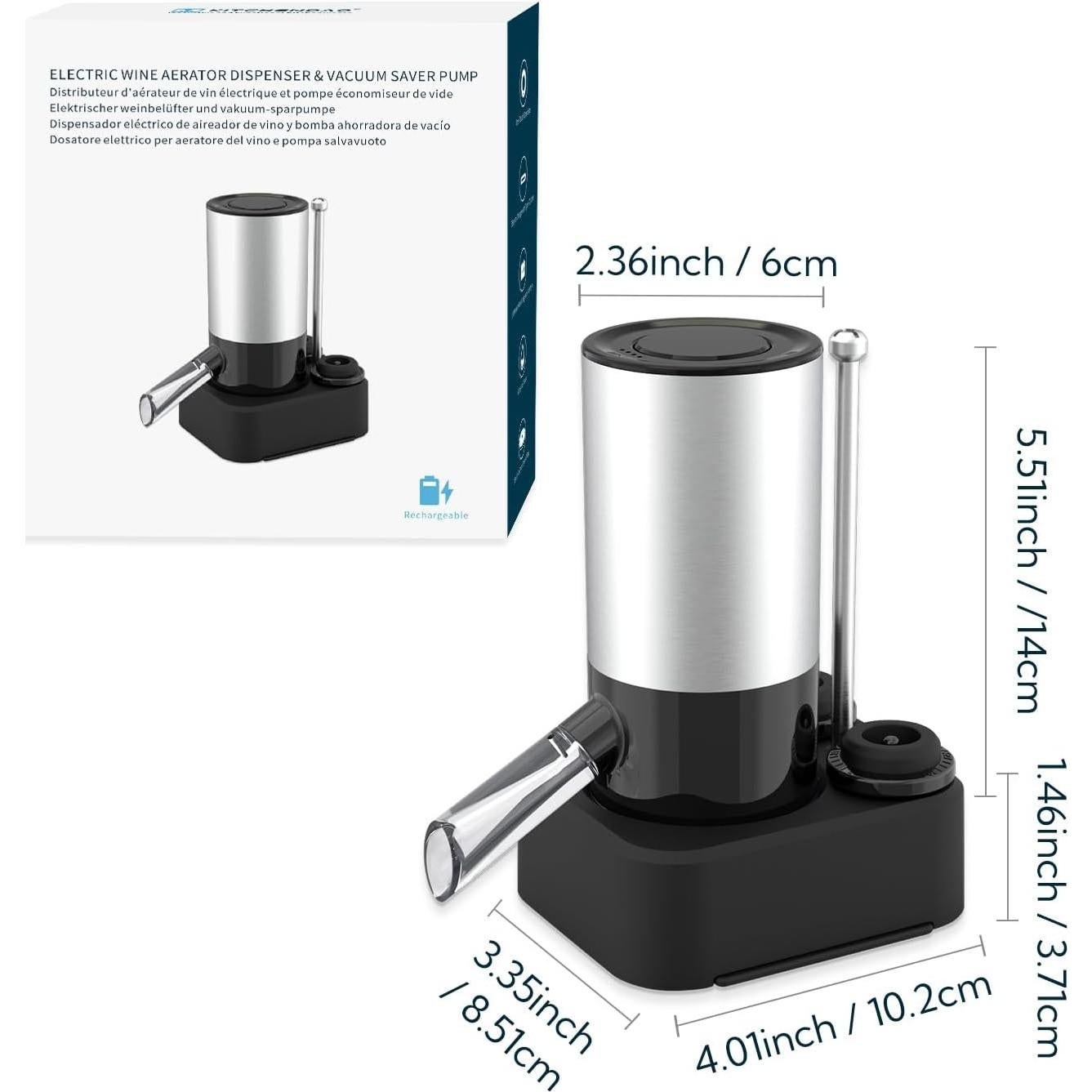 Aerador de Vino Eléctrico KITCHENDAO con Bomba de Conservación