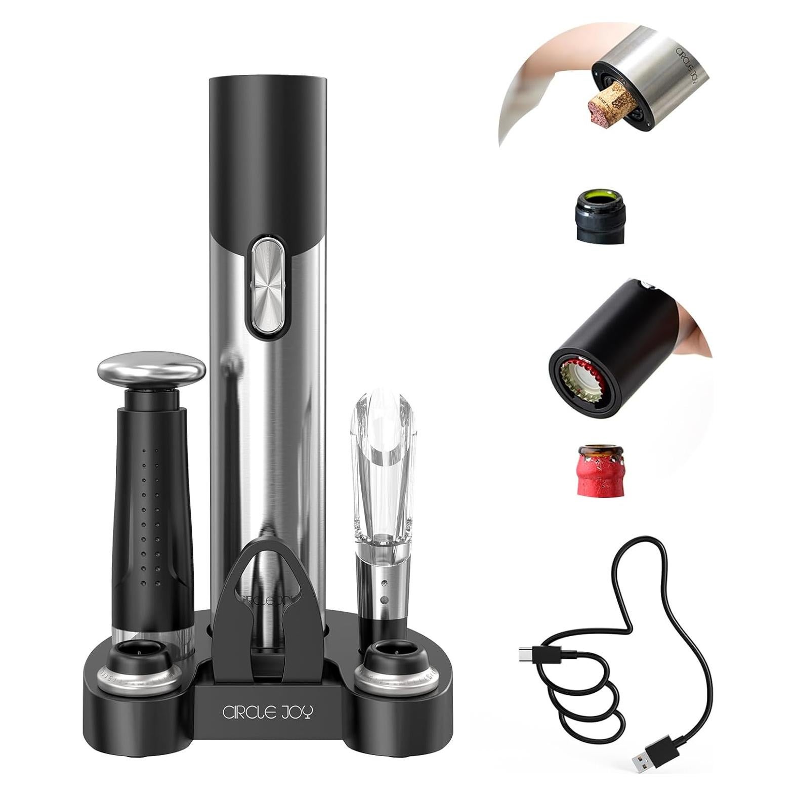 Abridor de Vino Eléctrico CIRCLE JOY 7 en 1 con Accesorios