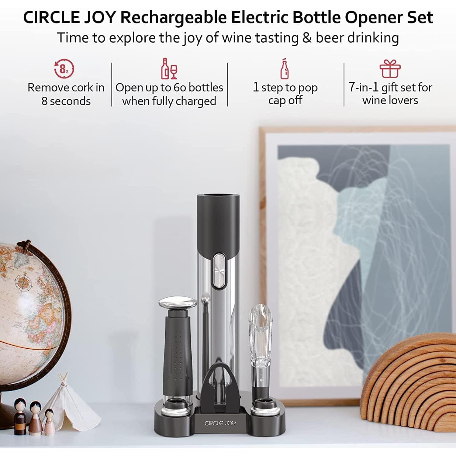 Abridor de Vino Eléctrico CIRCLE JOY 7 en 1 con Accesorios