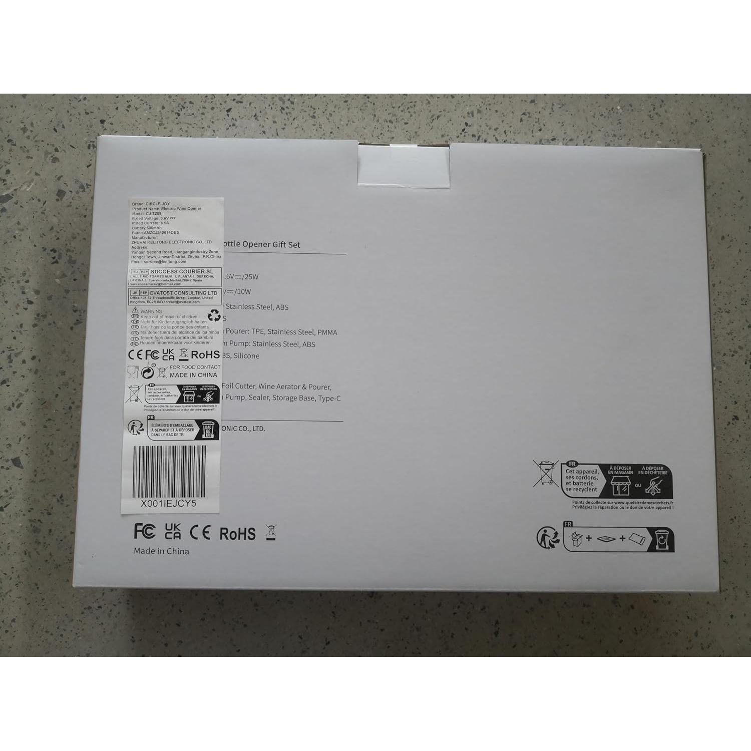 Abridor de Vino Eléctrico CIRCLE JOY 7 en 1 con Accesorios