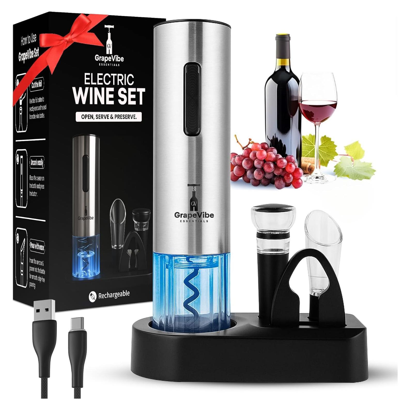 Abridor de Vino Eléctrico Genérico 5 en 1 Recargable