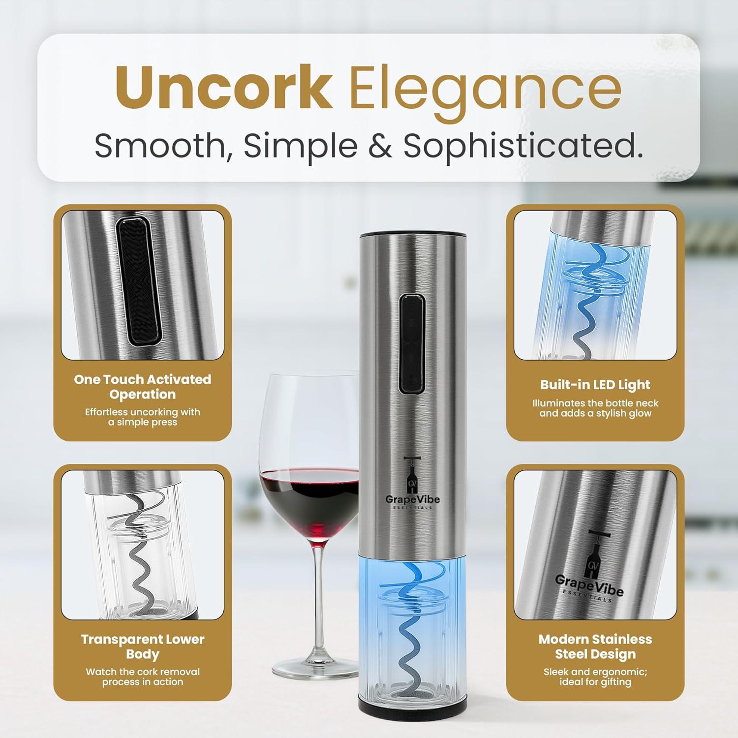 Abridor de Vino Eléctrico Genérico 5 en 1 Recargable