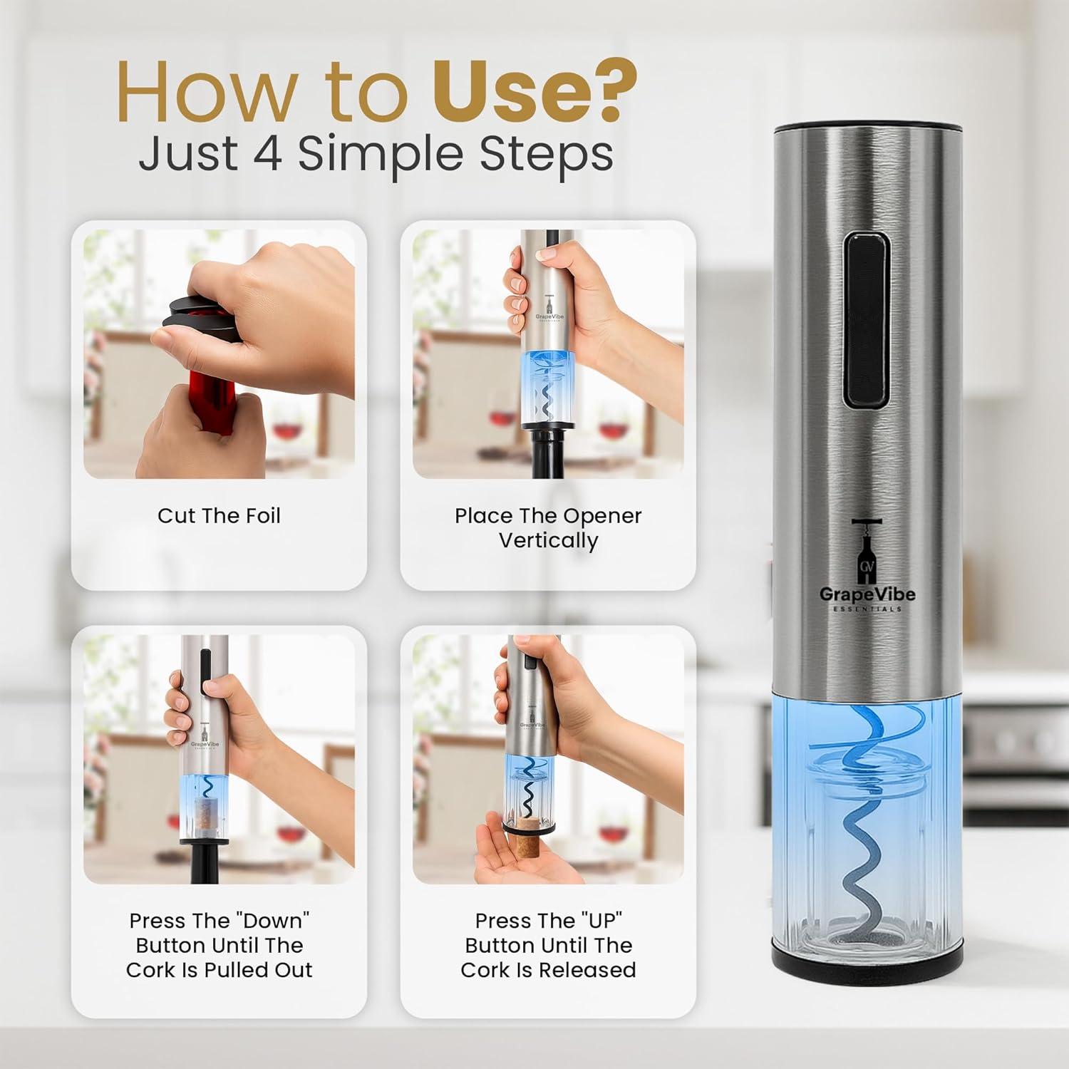 Abridor de Vino Eléctrico Genérico 5 en 1 Recargable