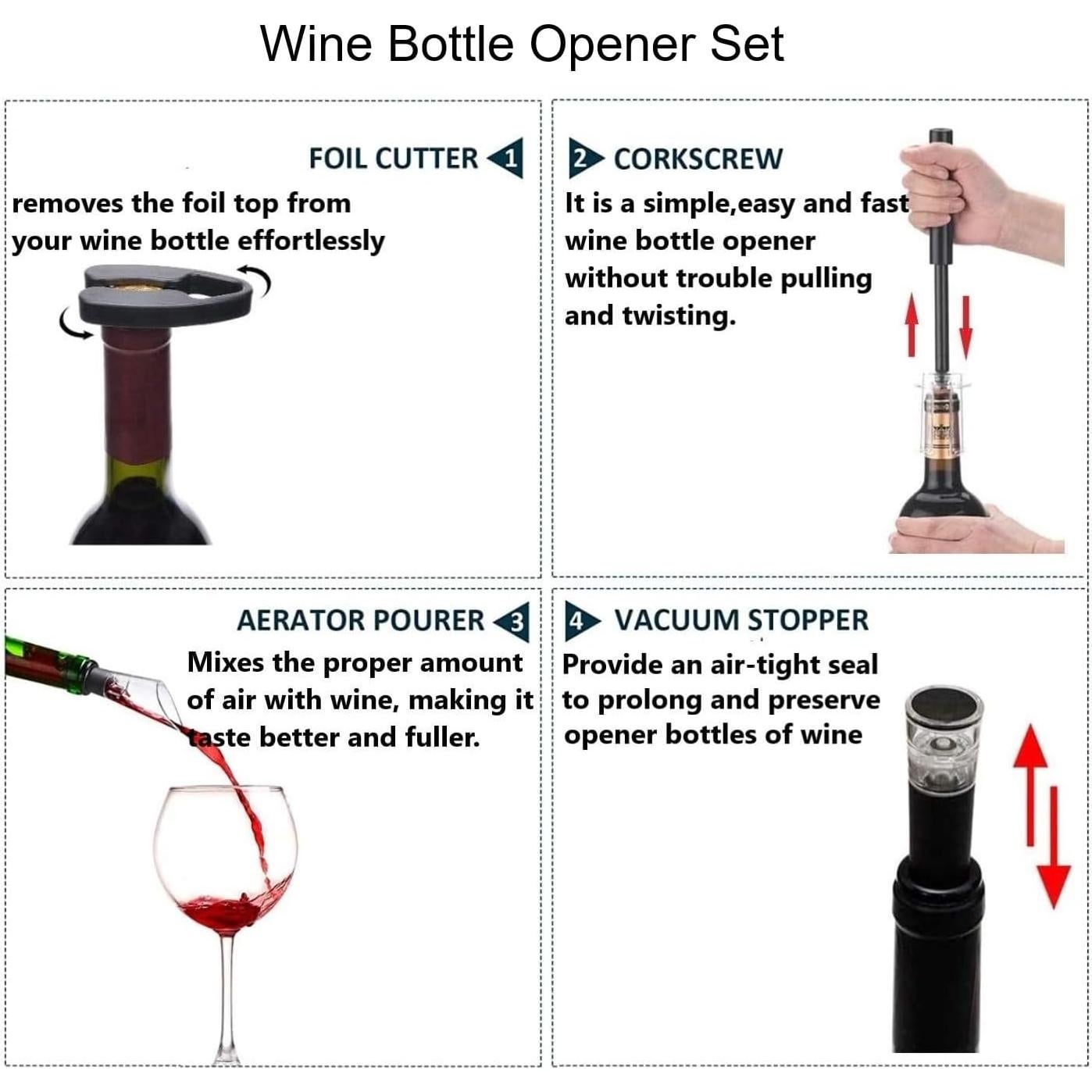 Abridor de Botellas de Vino Hansengter con Cortador y Vierte Vino