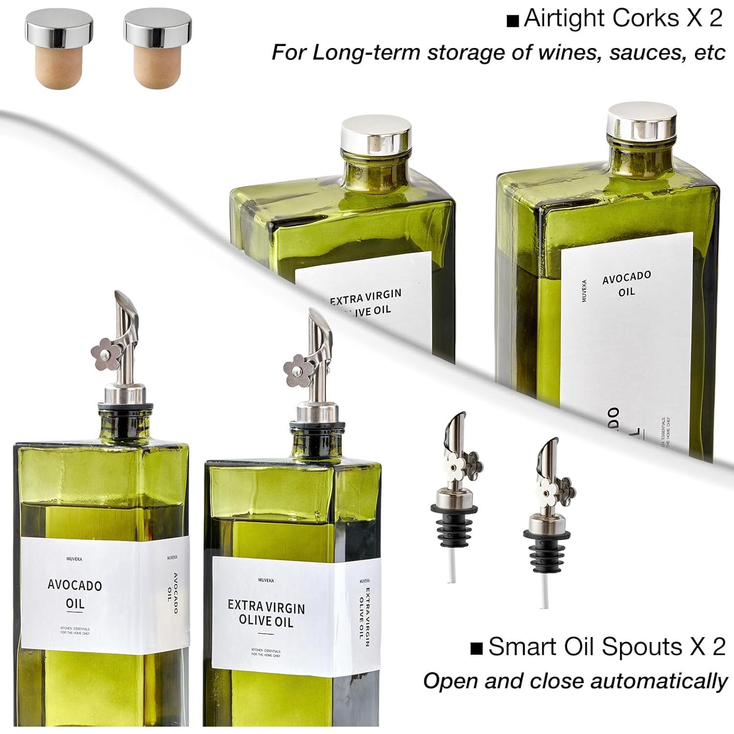 Juego de Botellas Dispensadoras de Aceite MUVEKA 500ml Vidrio
