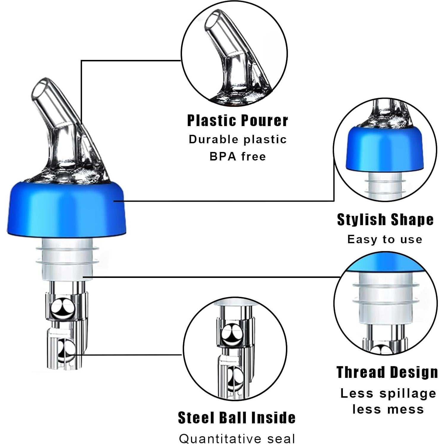 Paquete de 2 Vertedores Automáticos WAFJAMF 45ml para Licores