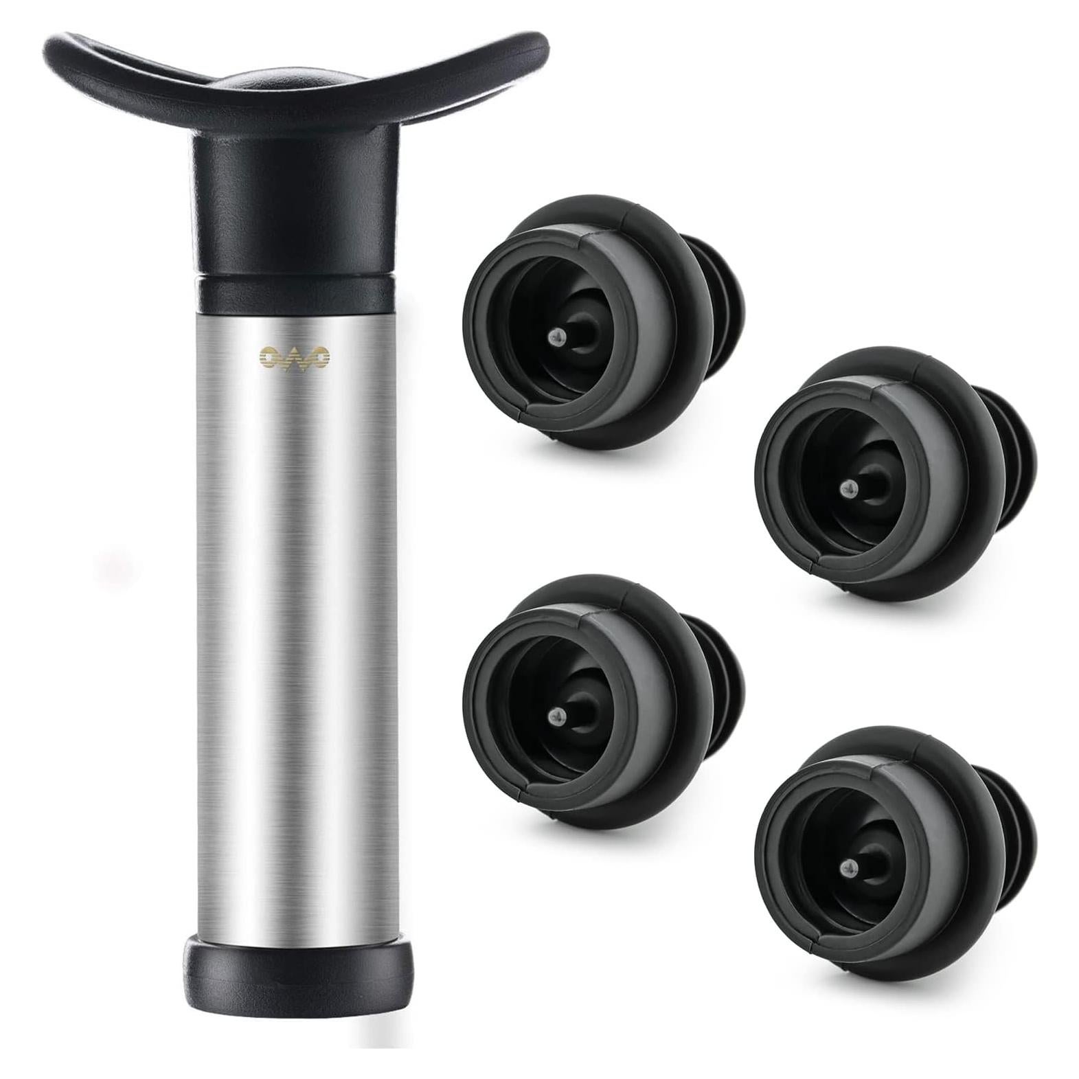 Bomba de Vacío para Vino OWO con 4 Tapones - Acero Inoxidable