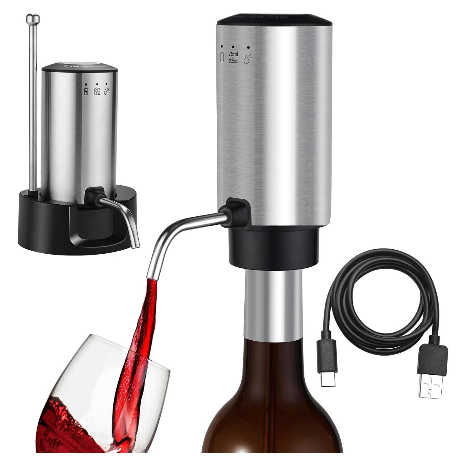 Aereador de Vino Eléctrico BLUBYEES 3-en-1 Recargable USB