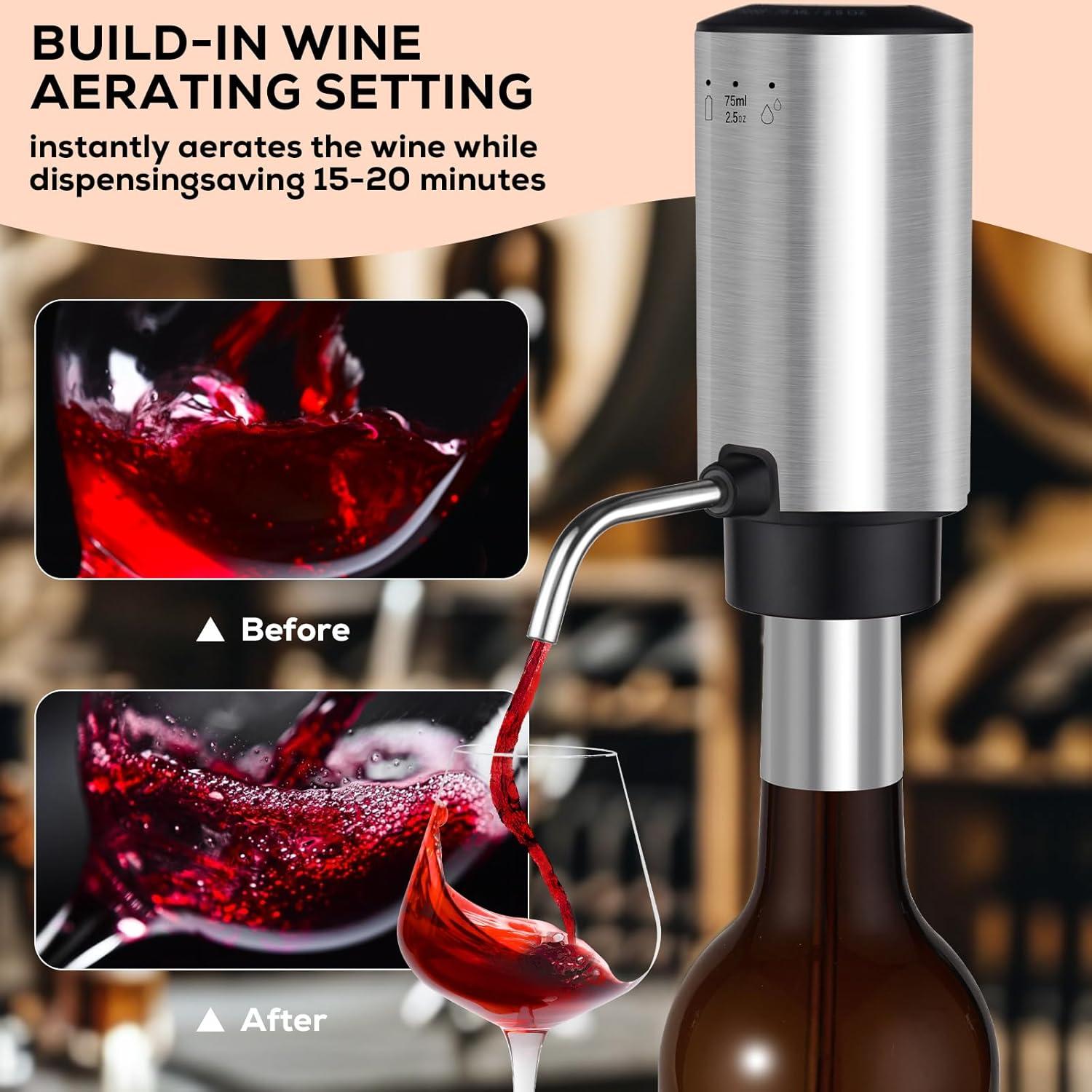 Aereador de Vino Eléctrico BLUBYEES 3-en-1 Recargable USB