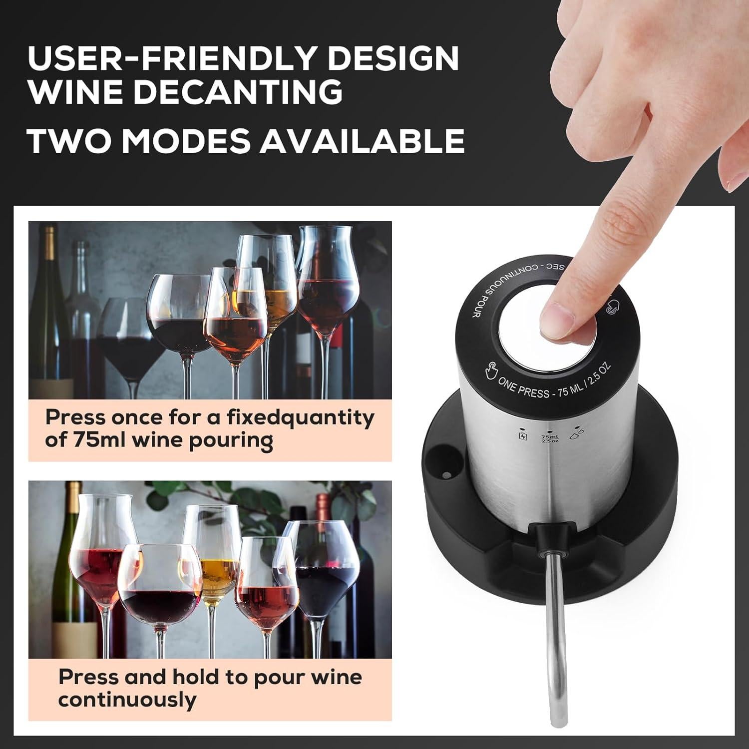 Aereador de Vino Eléctrico BLUBYEES 3-en-1 Recargable USB