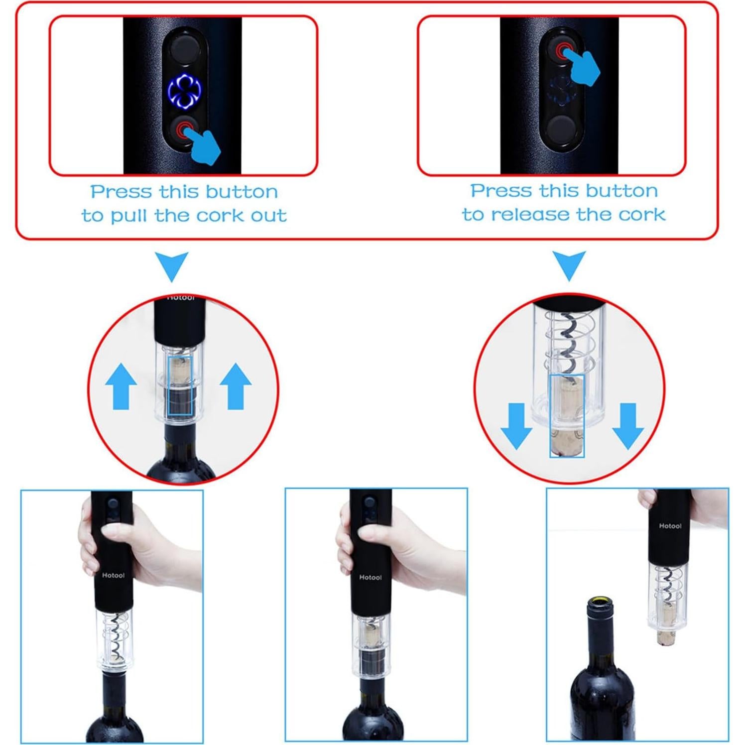 Abridor de Vino Eléctrico Hotool S7 con Accesorios 4 en 1