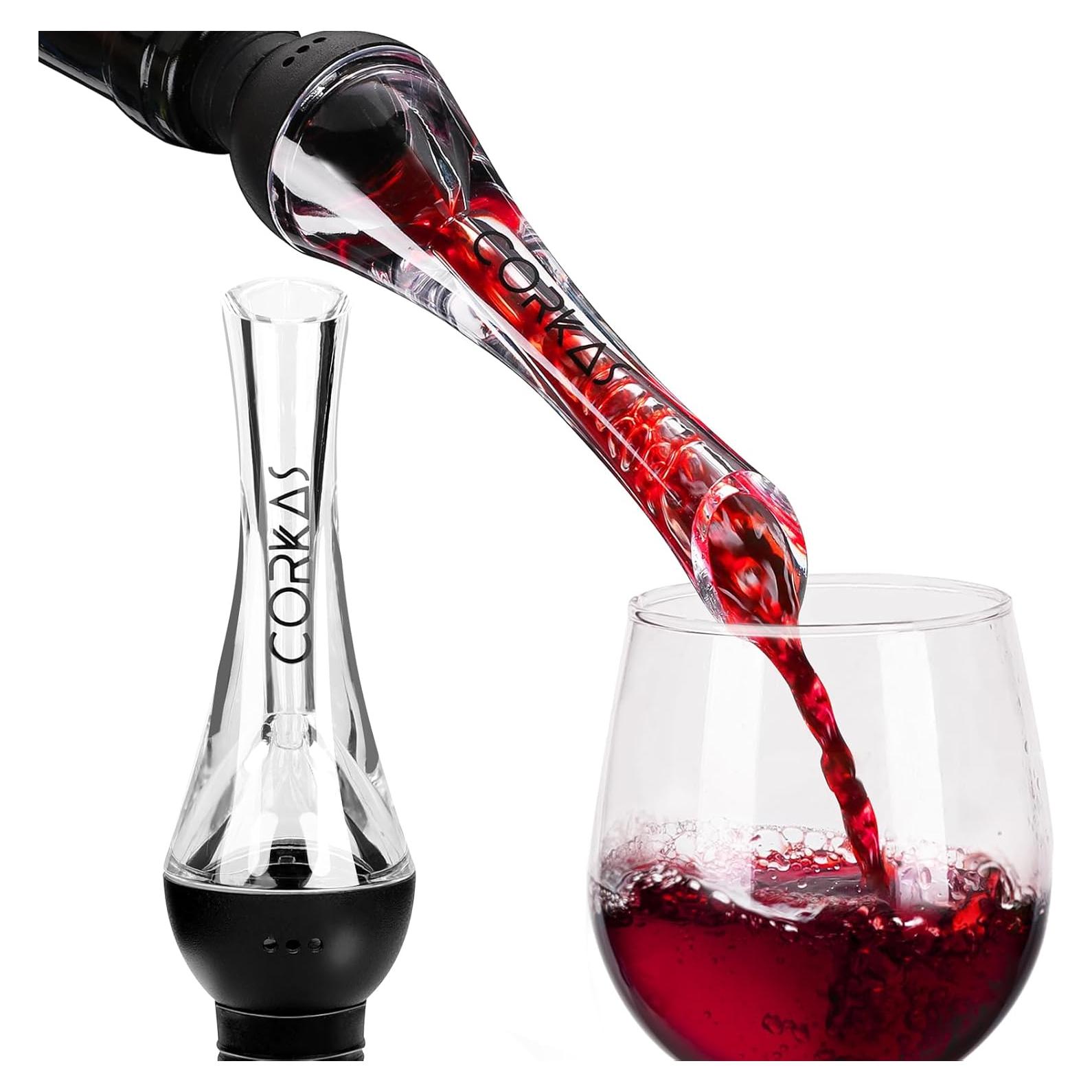 Aerador de Vino CORKAS 2-en-1 con Vertedor Antigoteo