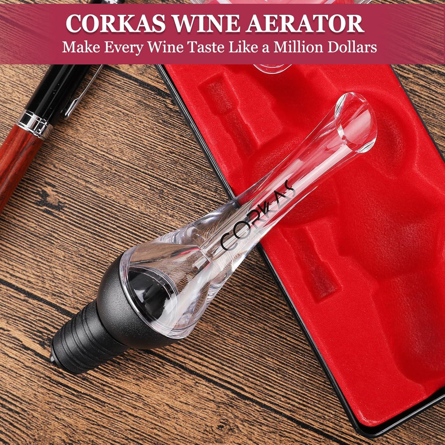 Aerador de Vino CORKAS 2-en-1 con Vertedor Antigoteo