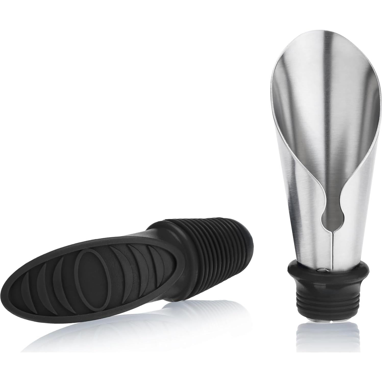 Vertedor y Tapón de Vino TRUE Duo, Silicona y Acero Inoxidable