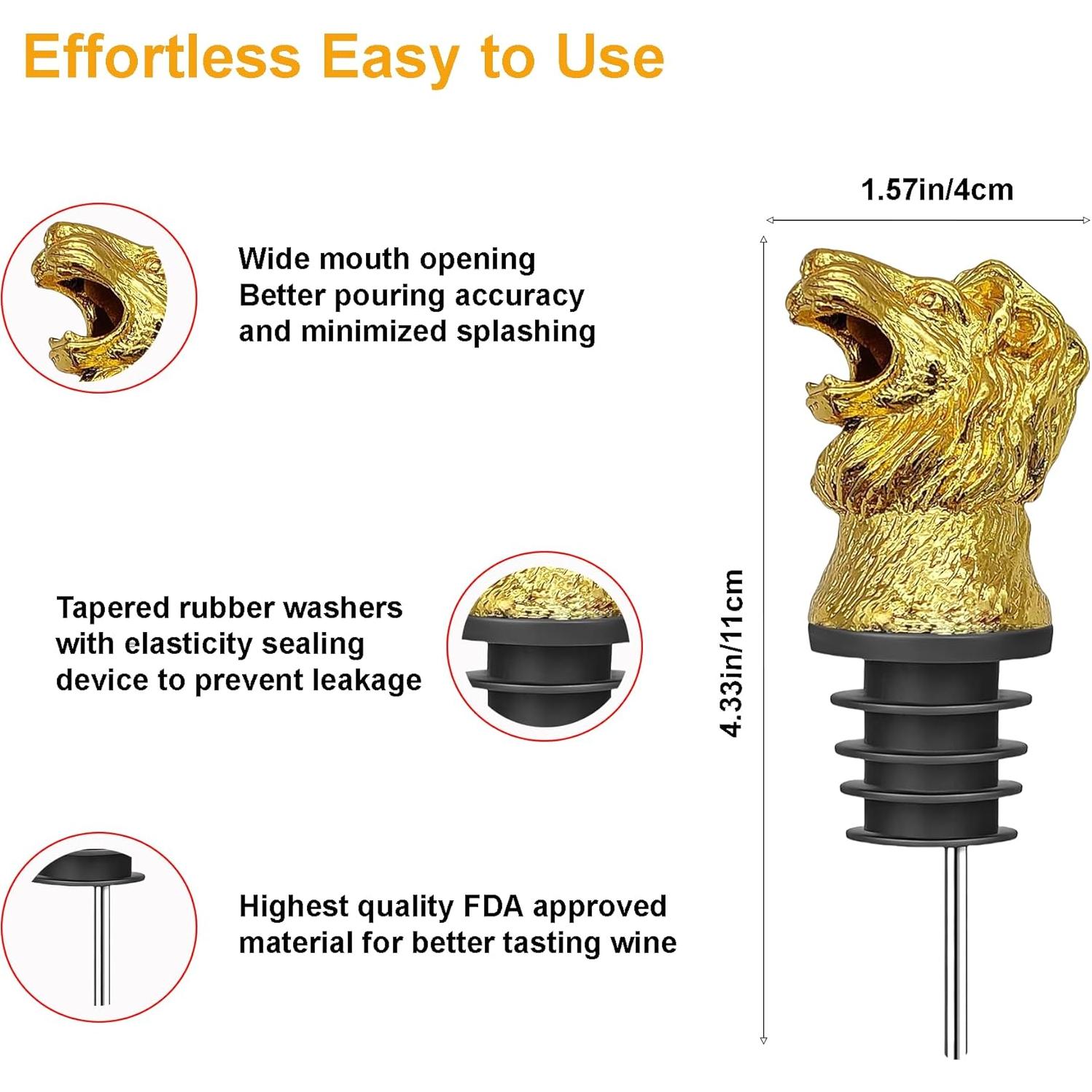 Vertedor de Vino con Cabeza de León - Accesorios para Vino