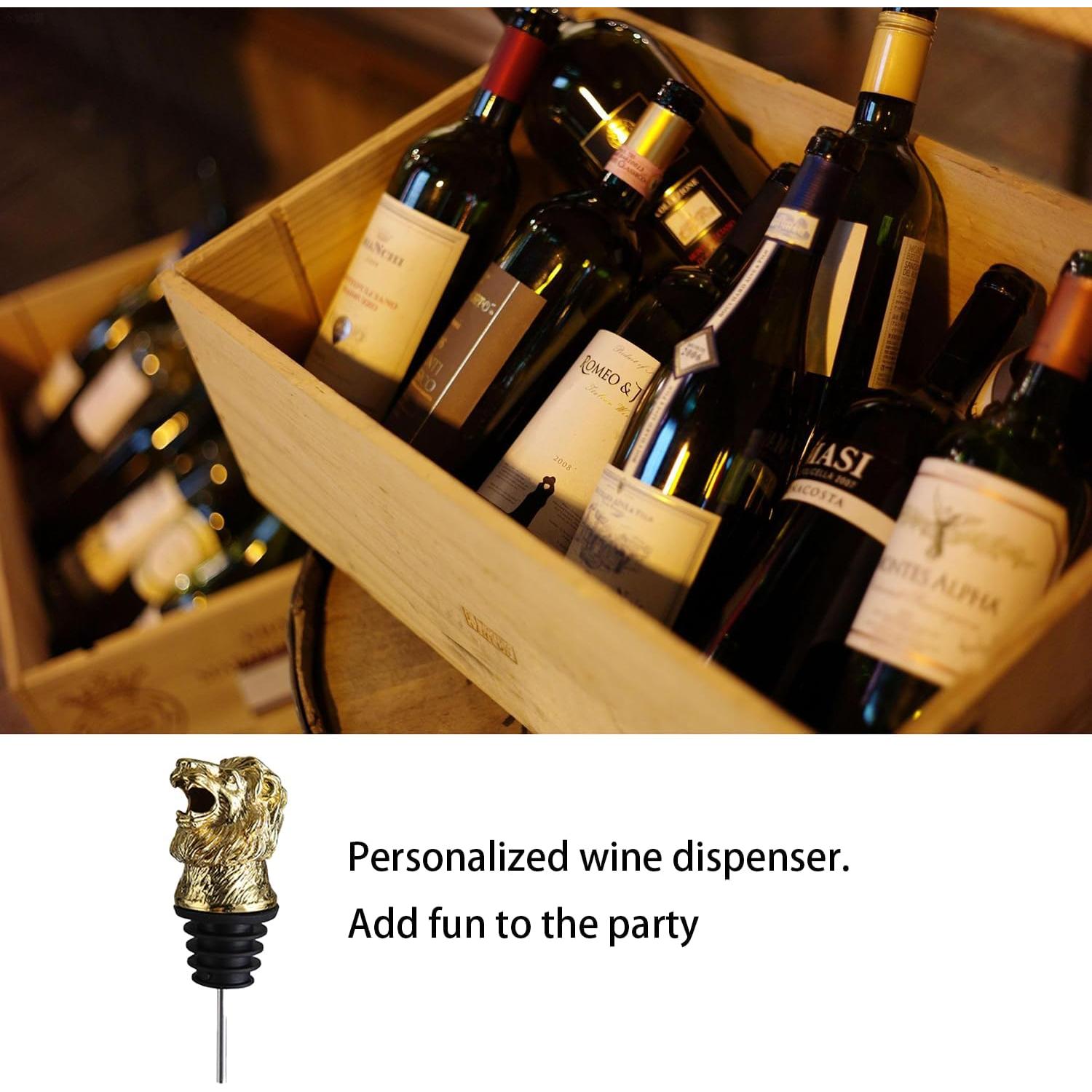 Vertedor de Vino con Cabeza de León - Accesorios para Vino