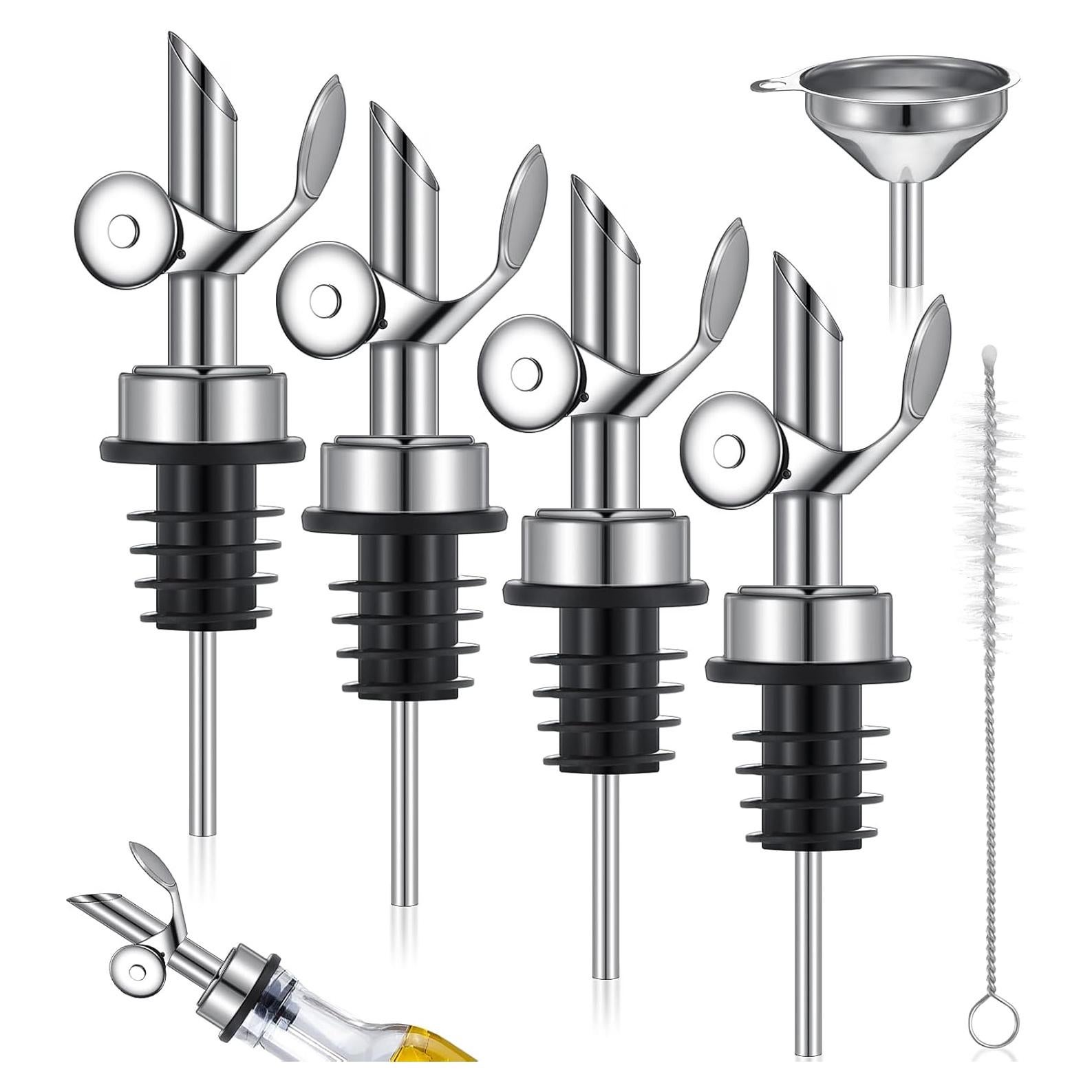 Tioncy 4 Piezas Vertedores Acero Inoxidable con Embudo y Cepillo