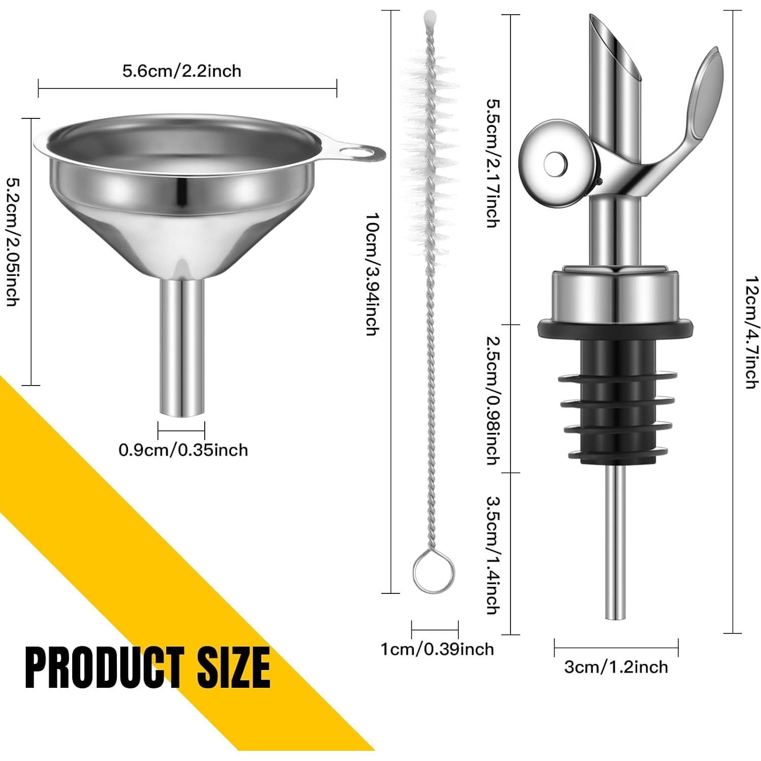 Tioncy 4 Piezas Vertedores Acero Inoxidable con Embudo y Cepillo