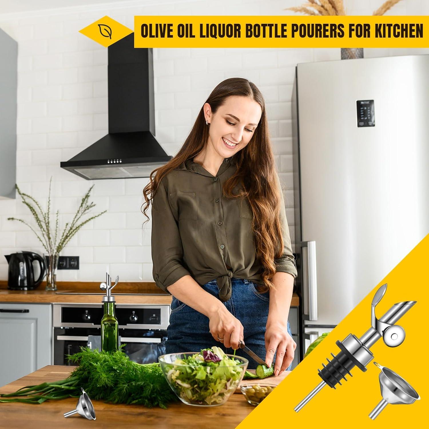 Tioncy 4 Piezas Vertedores Acero Inoxidable con Embudo y Cepillo