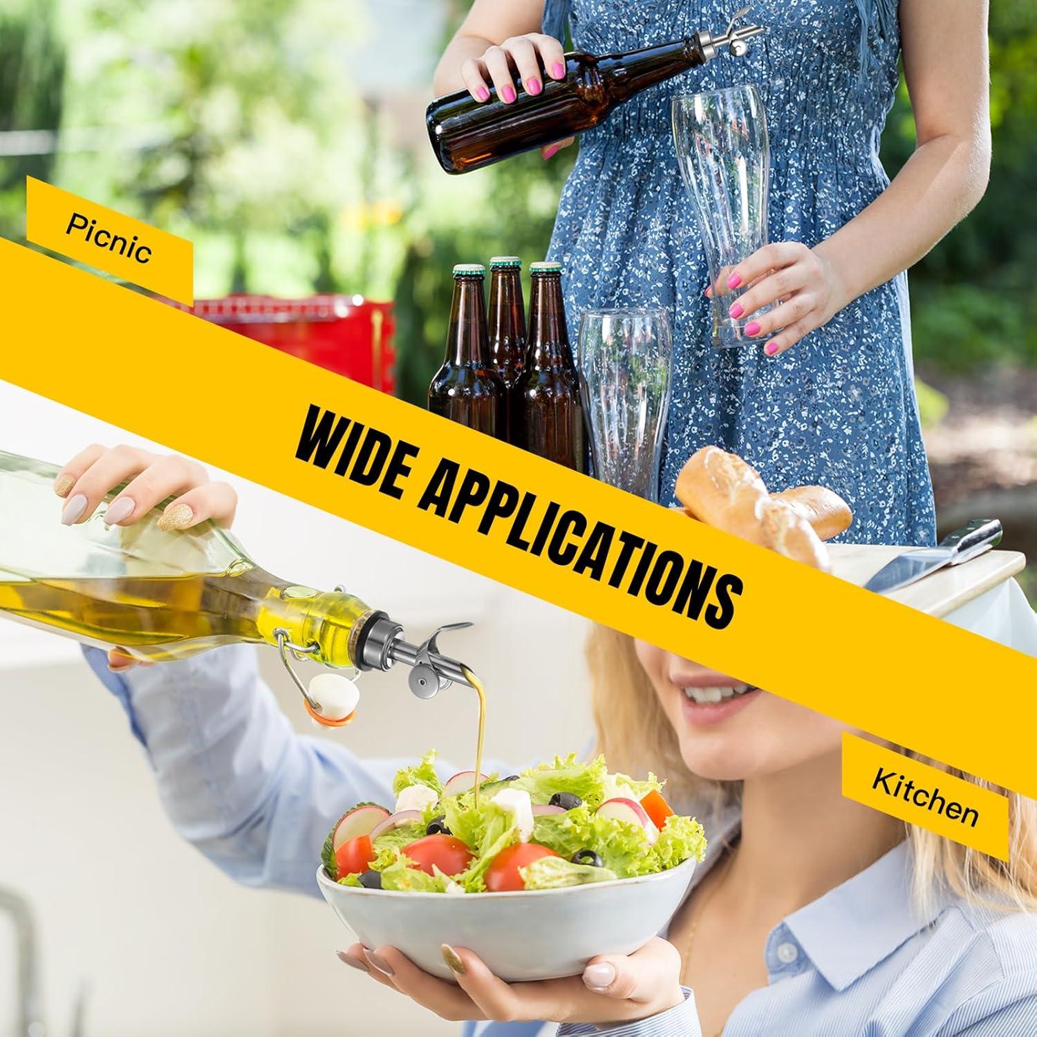 Tioncy 4 Piezas Vertedores Acero Inoxidable con Embudo y Cepillo