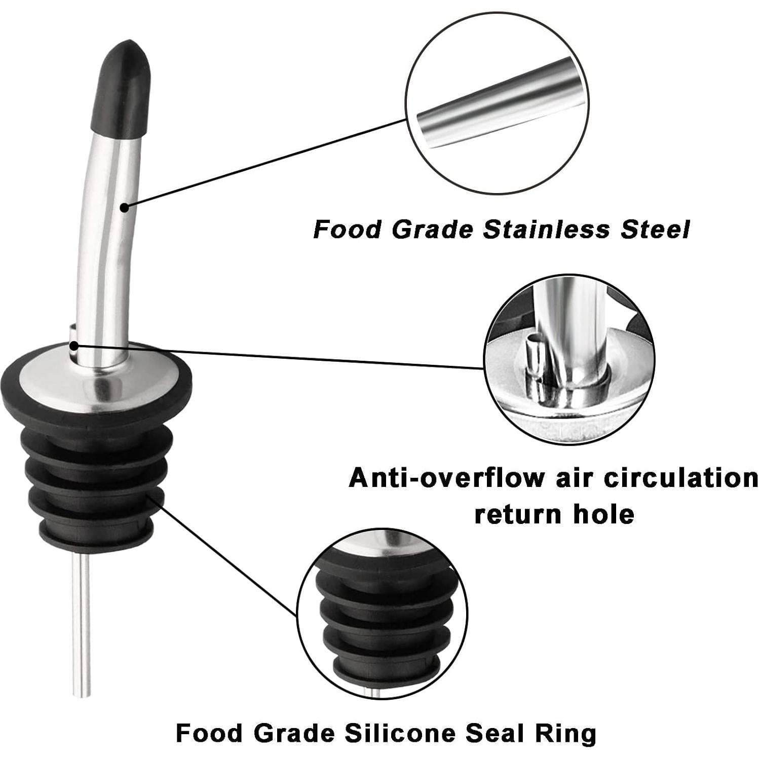 Vertedores de Licor WAFJAMF Acero Inoxidable 2 Pcs con Cepillo