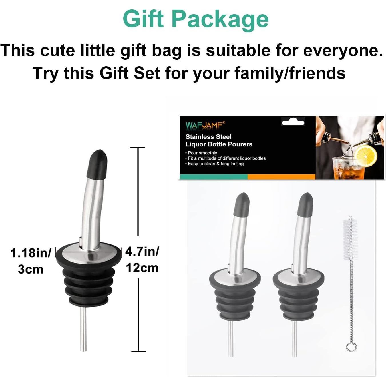 Vertedores de Licor WAFJAMF Acero Inoxidable 2 Pcs con Cepillo