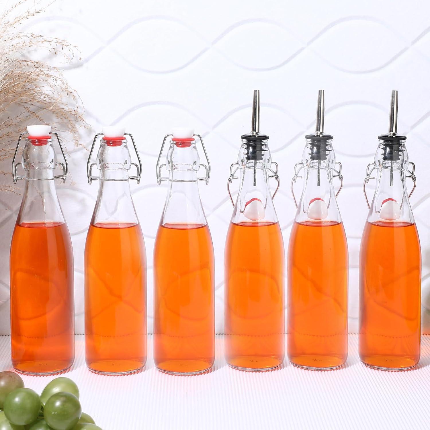 Juego de 6 Botellas de Vidrio Baderke 500ml con Tapa Abatible