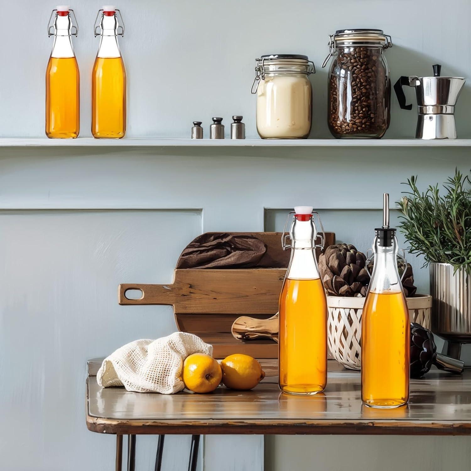 Juego de 6 Botellas de Vidrio Baderke 500ml con Tapa Abatible