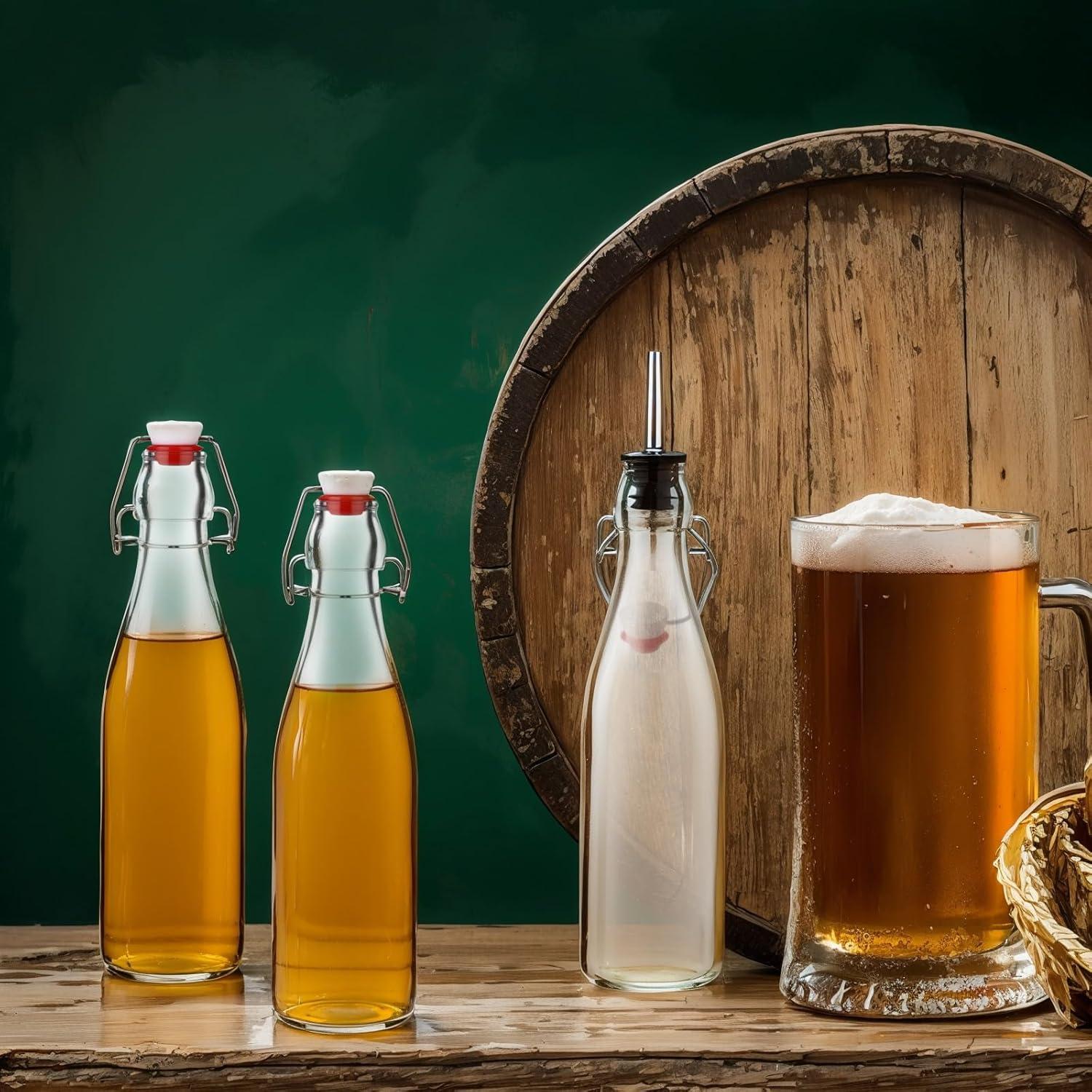 Juego de 6 Botellas de Vidrio Baderke 500ml con Tapa Abatible