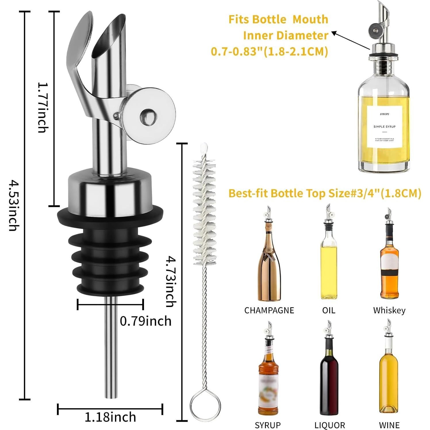 Vertedores de Botellas de Licor QPIX DIGITAL Acero Inoxidable 4 Pcs