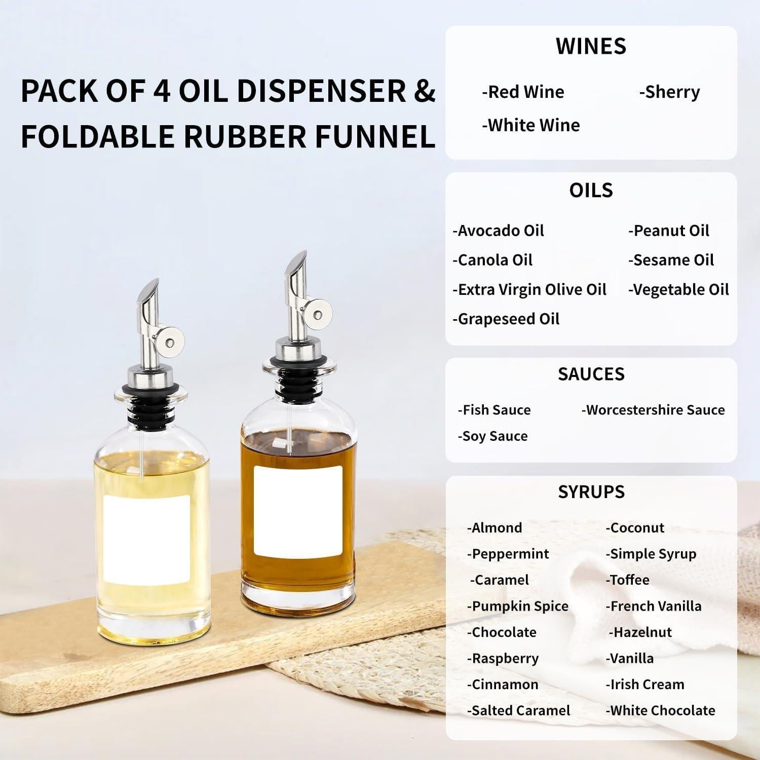 Vertedores de Botellas de Licor QPIX DIGITAL Acero Inoxidable 4 Pcs