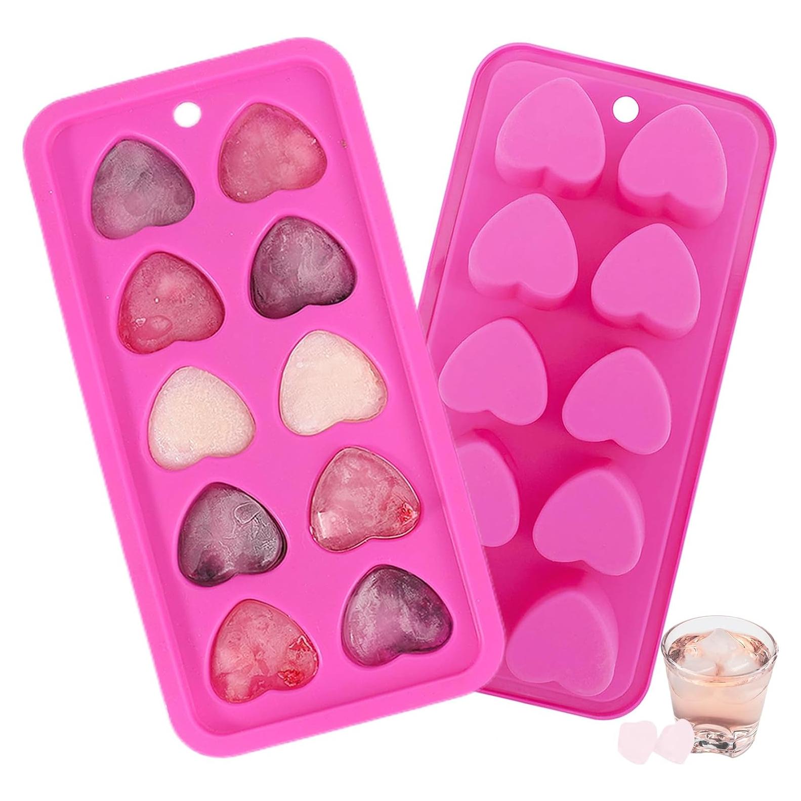 Bandejas de Hielo de Silicona Aichoof 2 Piezas Corazón Rosa