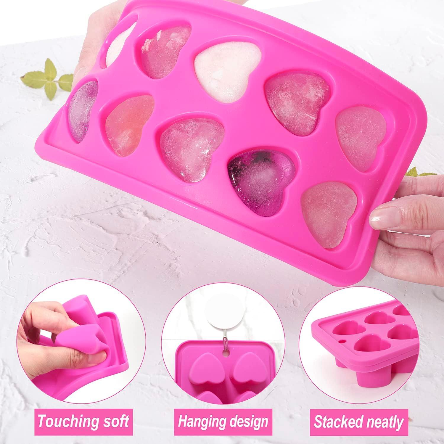 Bandejas de Hielo de Silicona Aichoof 2 Piezas Corazón Rosa
