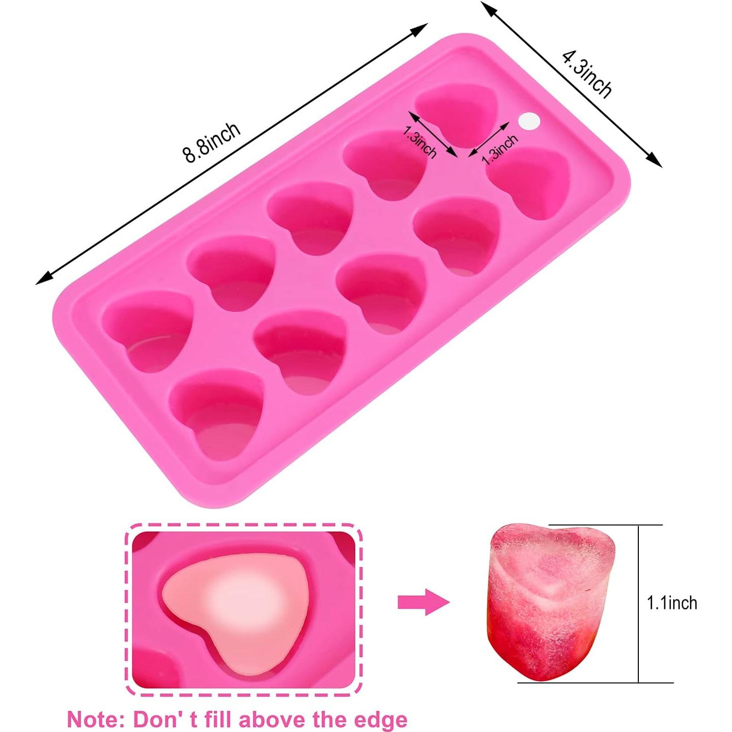 Bandejas de Hielo de Silicona Aichoof 2 Piezas Corazón Rosa