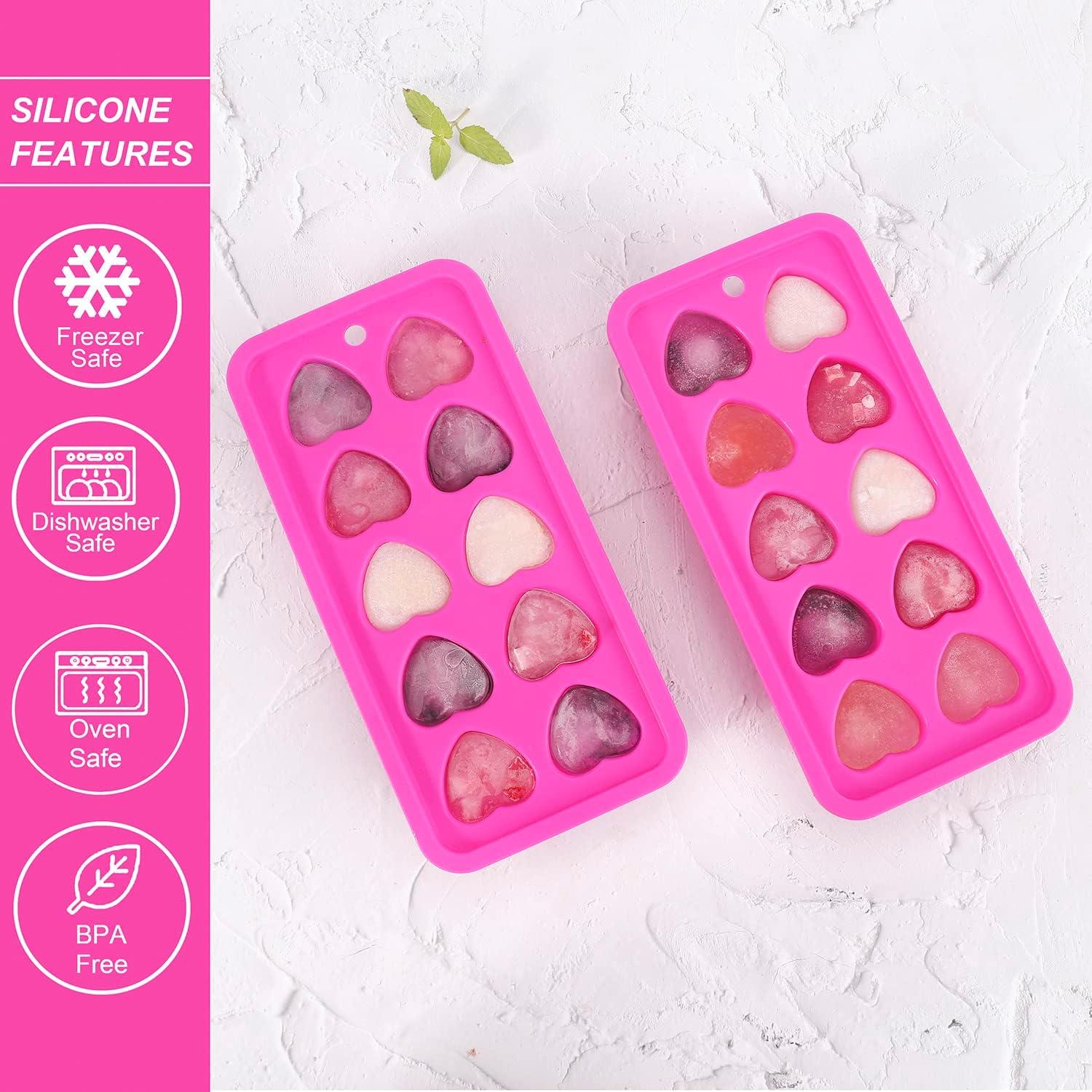 Bandejas de Hielo de Silicona Aichoof 2 Piezas Corazón Rosa