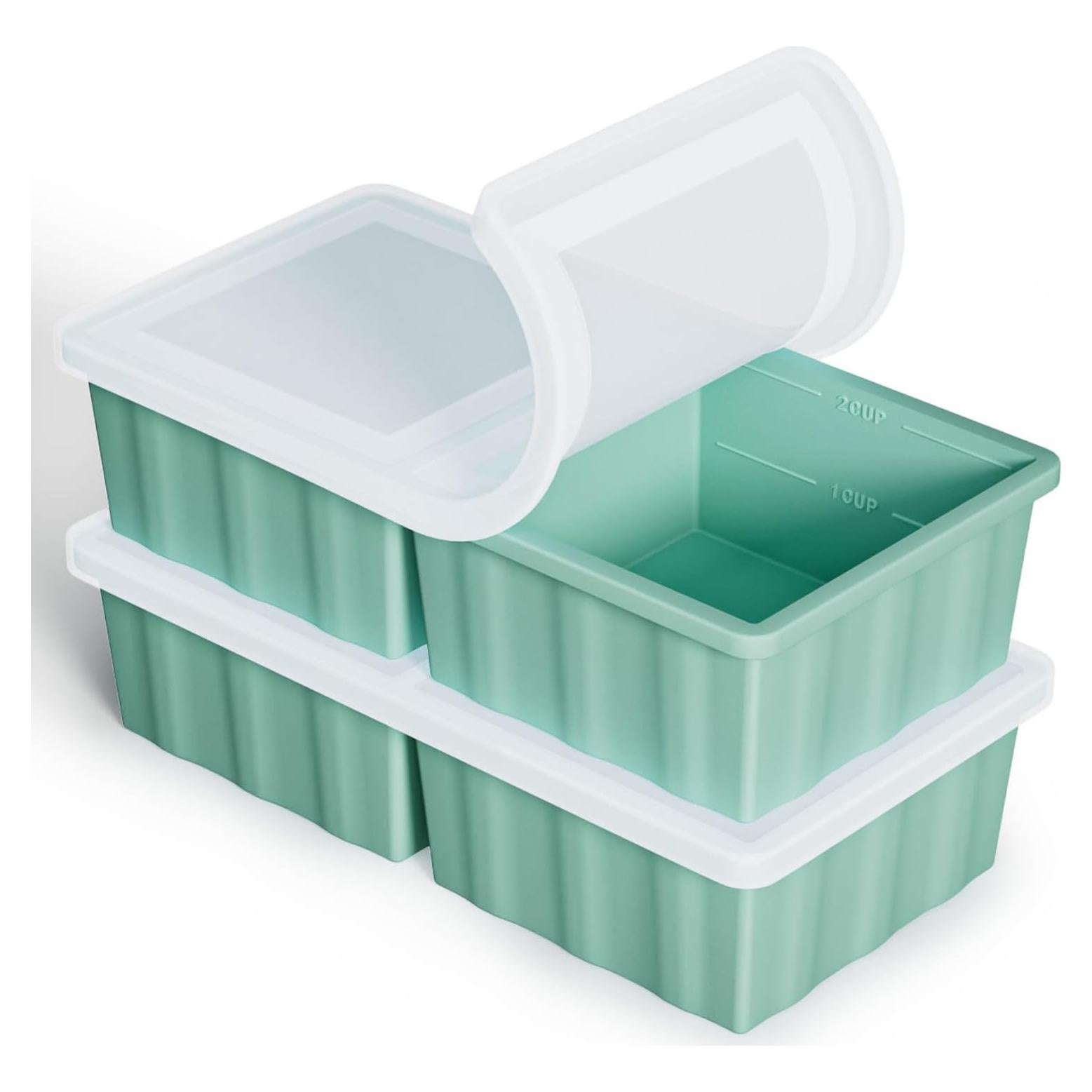 Bandeja de Congelador de Silicona GGOW 2 Tazas Verde - 2 Paquete