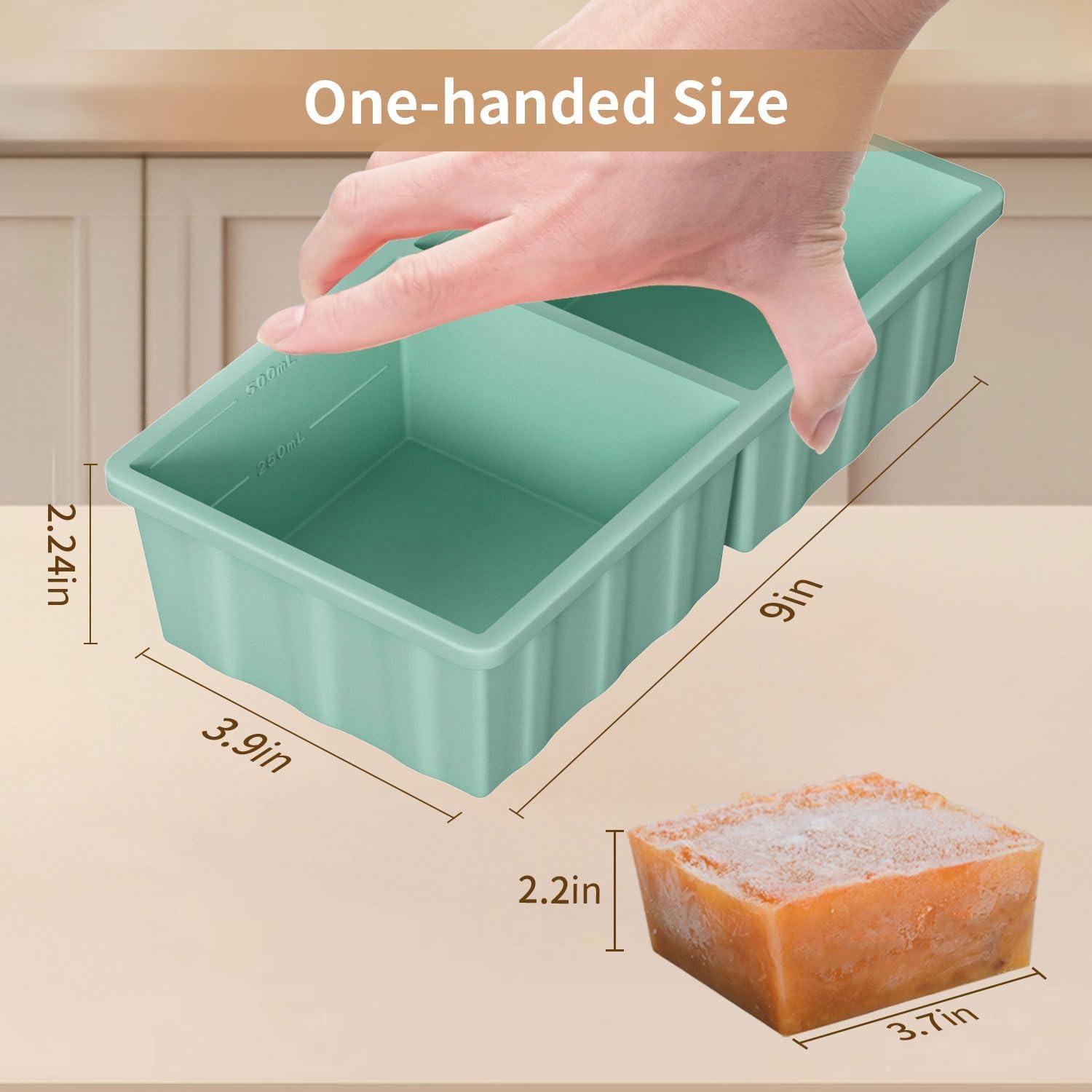 Bandeja de Congelador de Silicona GGOW 2 Tazas Verde - 2 Paquete