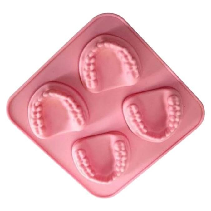 Molde de Hielo Dientes Postizos YuanHolumid 4 Cavidades Rosa