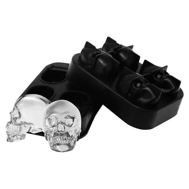 Bandeja de Hielo de Silicona IDEÑN Calavera 3D Negra 5x8.5x11cm