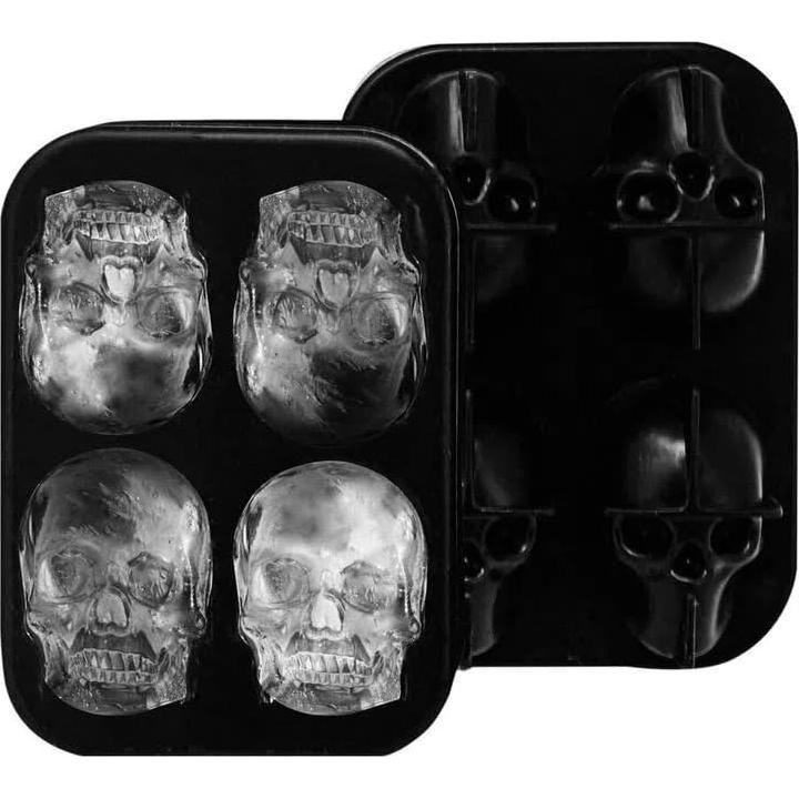 Bandeja de Hielo de Silicona IDEÑN Calavera 3D Negra 5x8.5x11cm