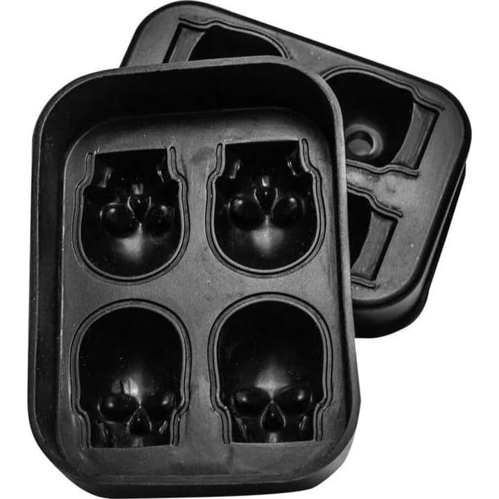 Bandeja de Hielo de Silicona IDEÑN Calavera 3D Negra 5x8.5x11cm