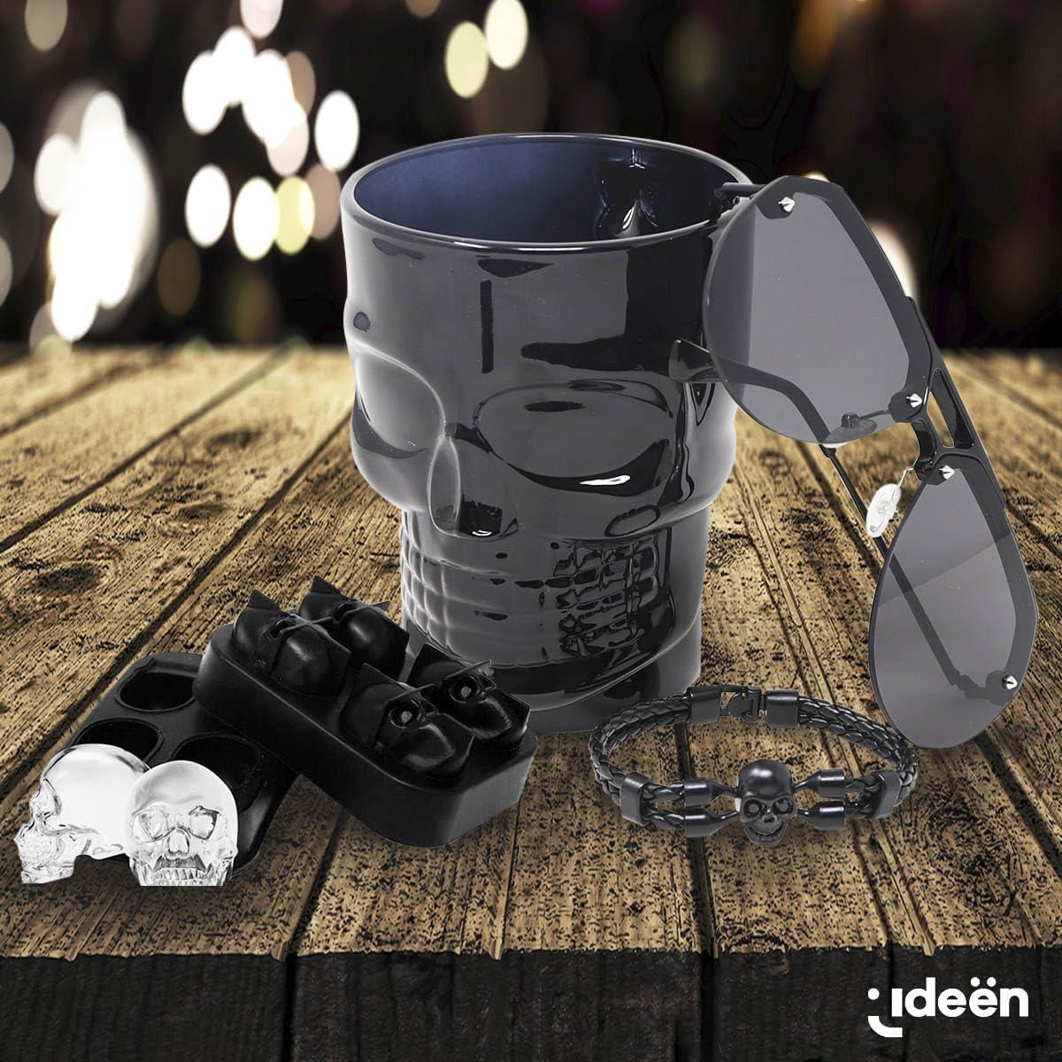 Bandeja de Hielo de Silicona IDEÑN Calavera 3D Negra 5x8.5x11cm