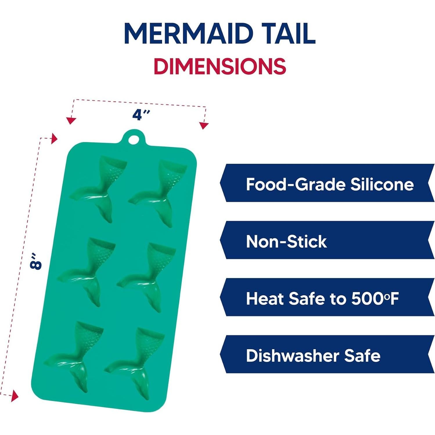 Bandeja de Hielo Silicona HIC Kitchen 6 Colas de Sirena Verde