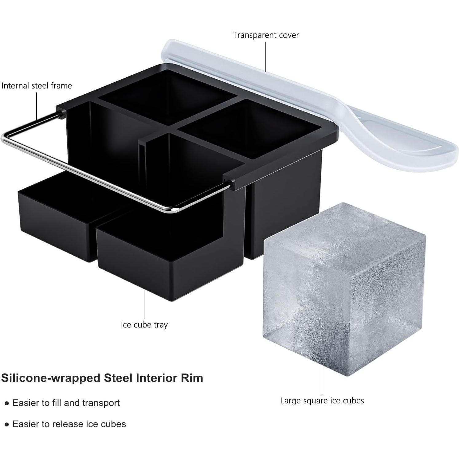 Bandeja de Hielo Grande Bangp 2 Piezas Silicona Cuadrada