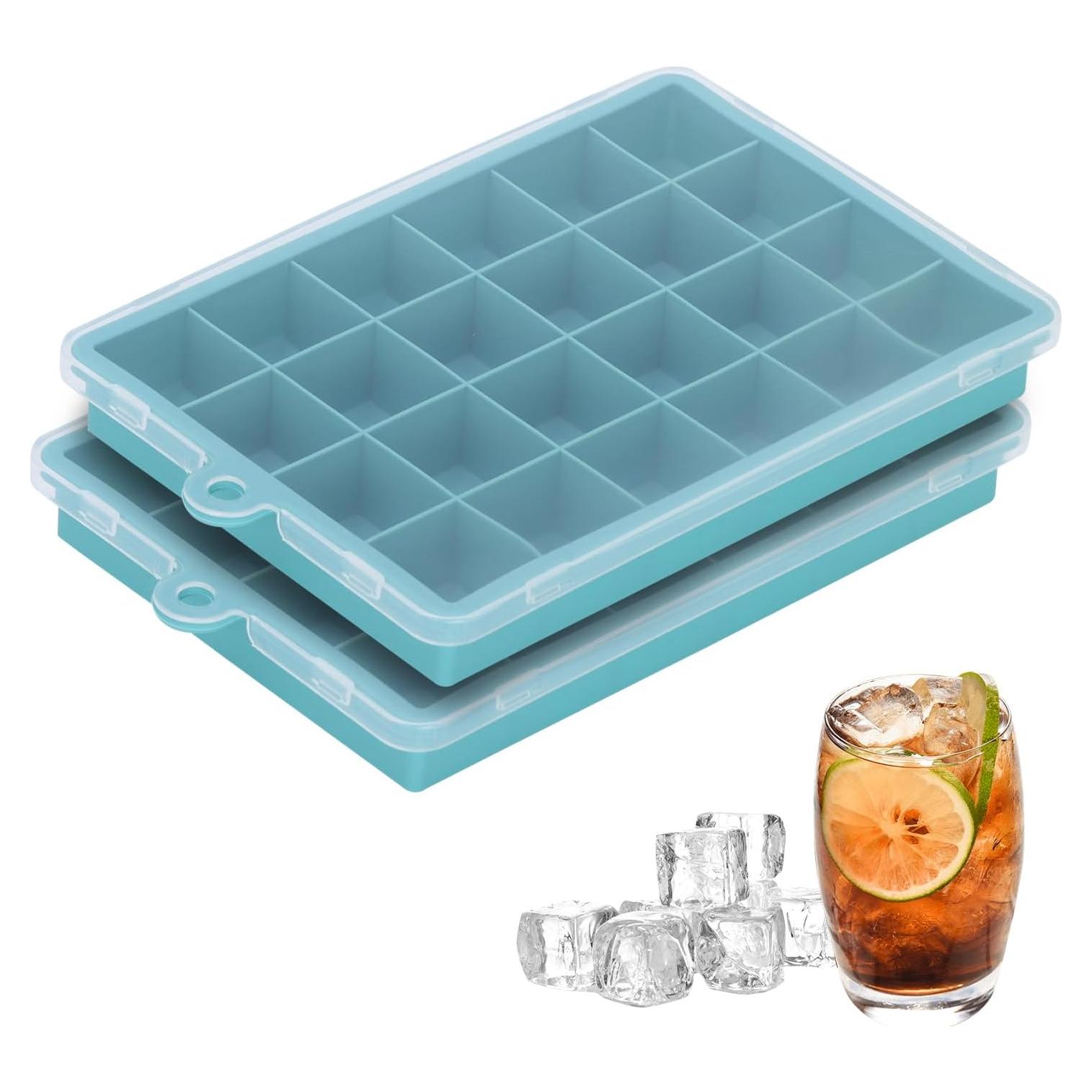 Paquete de 2 bandejas de silicona para hielo con tapa - 24 moldes