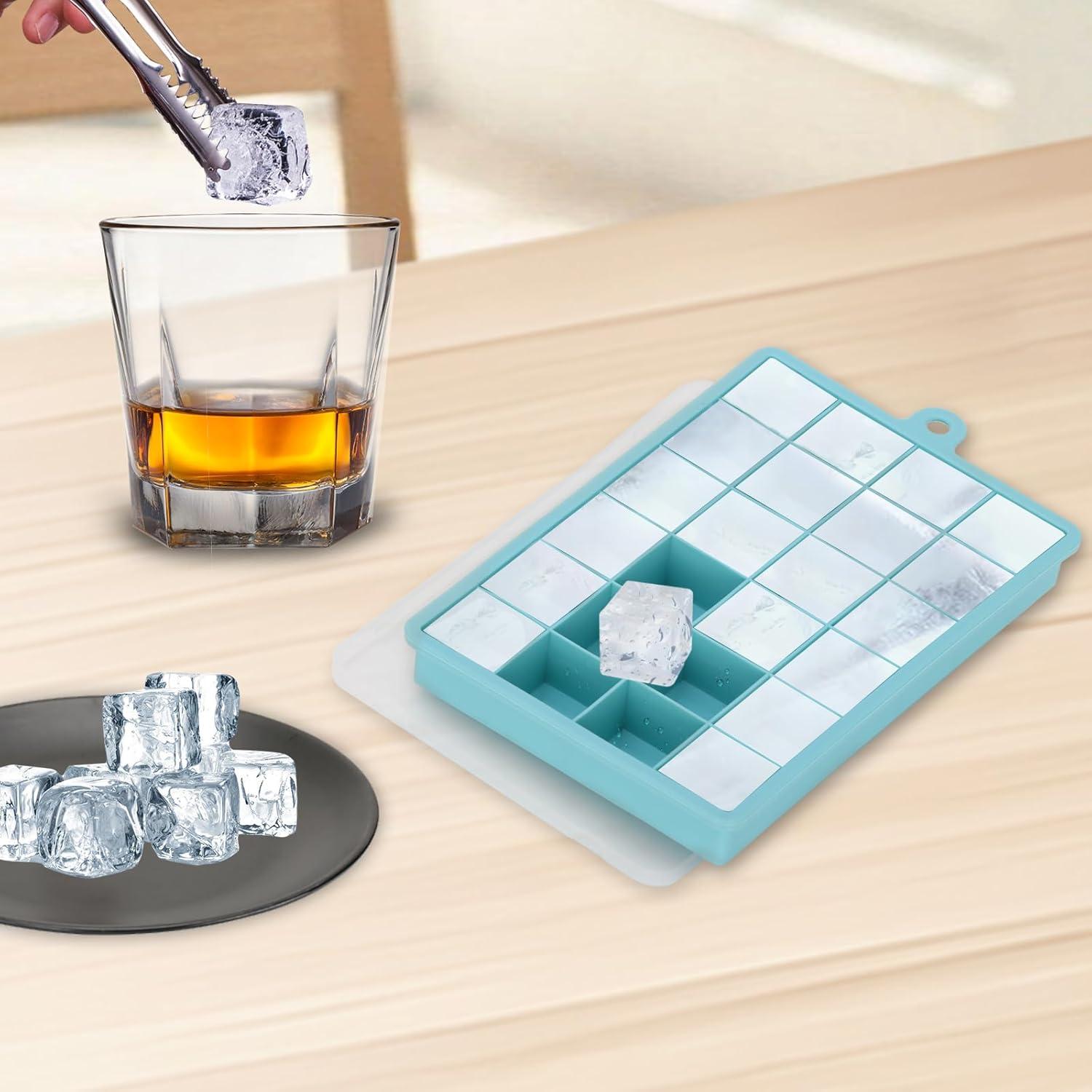 Paquete de 2 bandejas de silicona para hielo con tapa - 24 moldes