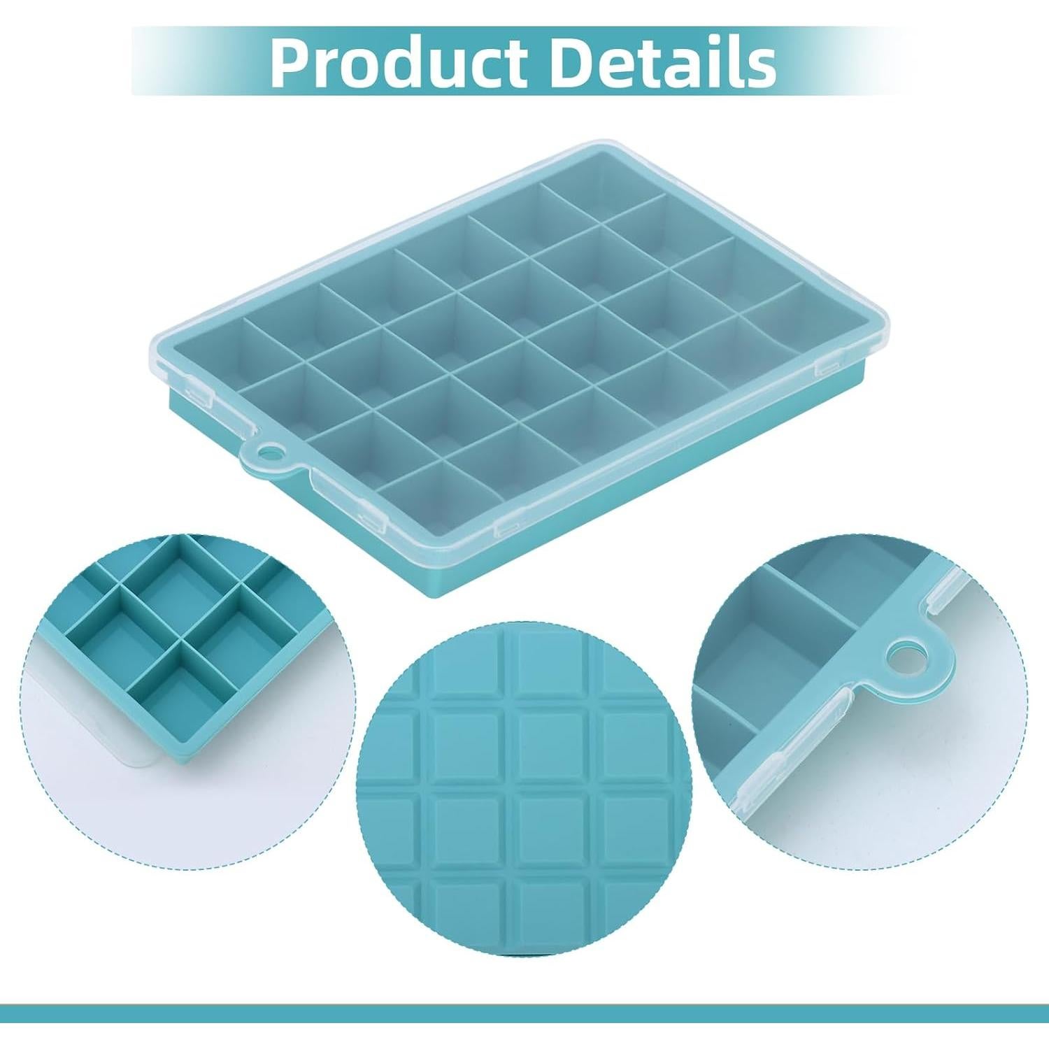Paquete de 2 bandejas de silicona para hielo con tapa - 24 moldes