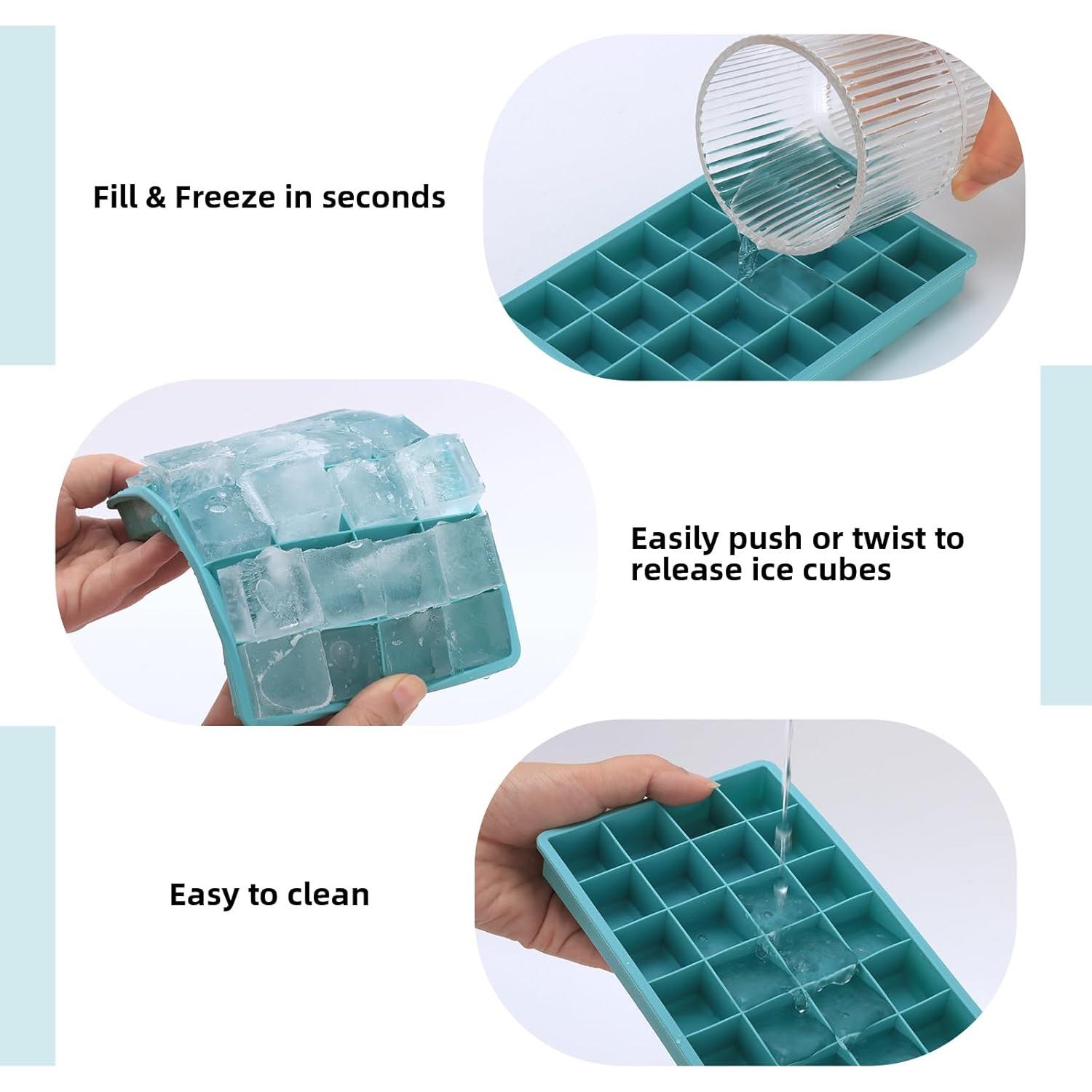 Paquete de 2 bandejas de silicona para hielo con tapa - 24 moldes