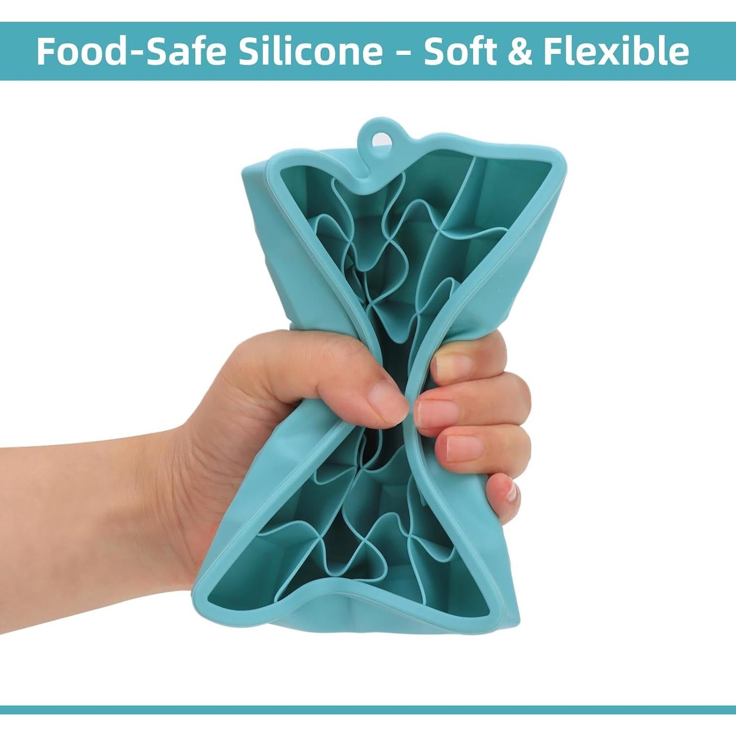 Paquete de 2 bandejas de silicona para hielo con tapa - 24 moldes